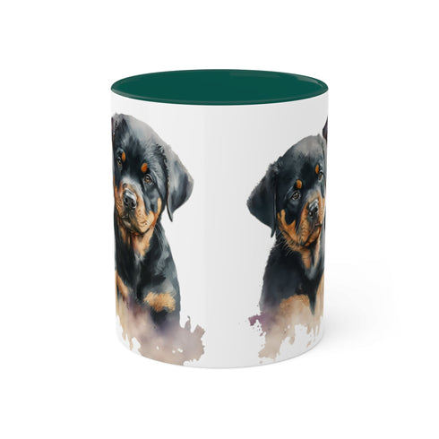 Rottweiler Pupies - Color Accent Mugs, 11oz